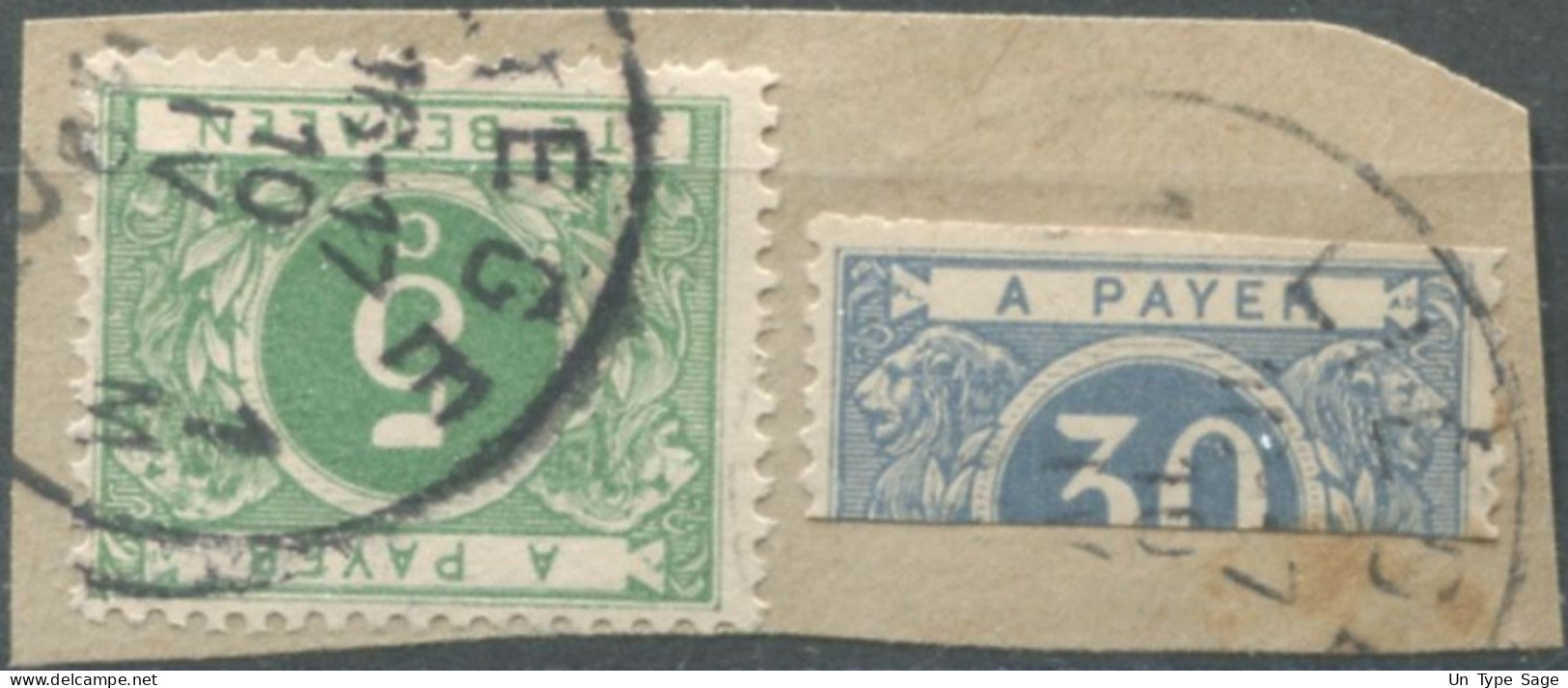 Belgique TAXE - Moitié De Timbre Oblitéré Sur Fragment - (F761) - Stamps