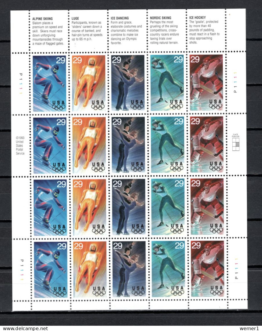 USA 1994 Olympic Games Lillehammer Sheetlet MNH - Winter 1994: Lillehammer