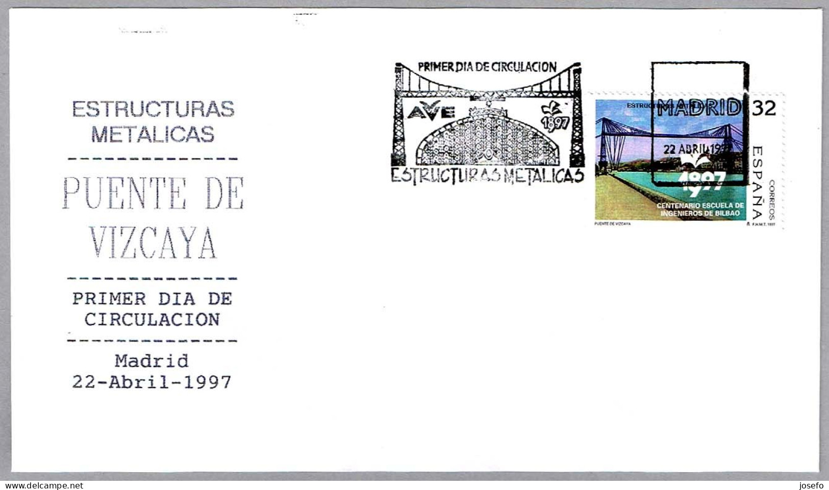 Puente TRANSBORDADOR De PORTUGALETE - Transbordeur. FDC Madrid 1997 - Puentes