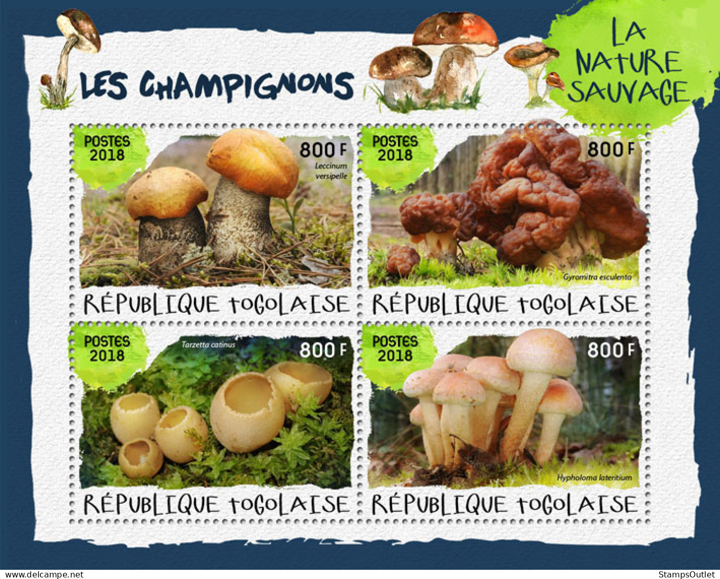 TOGO 2018 MNH  Mushrooms (I)  Michel Code: 9146-9149. Yvert&Tellier Code: 6456-6459 - Togo (1960-...)