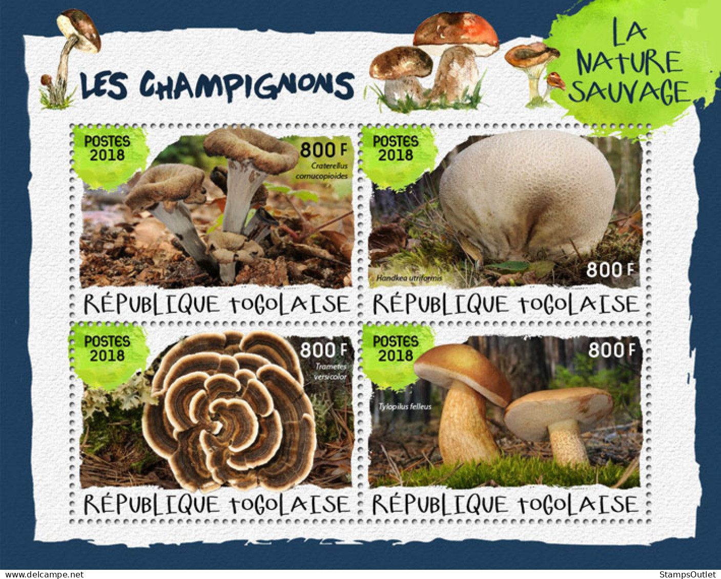 TOGO 2018 MNH  Mushrooms (II)  Michel Code: 9150-9153. Yvert&Tellier Code: 6460-6463 - Togo (1960-...)