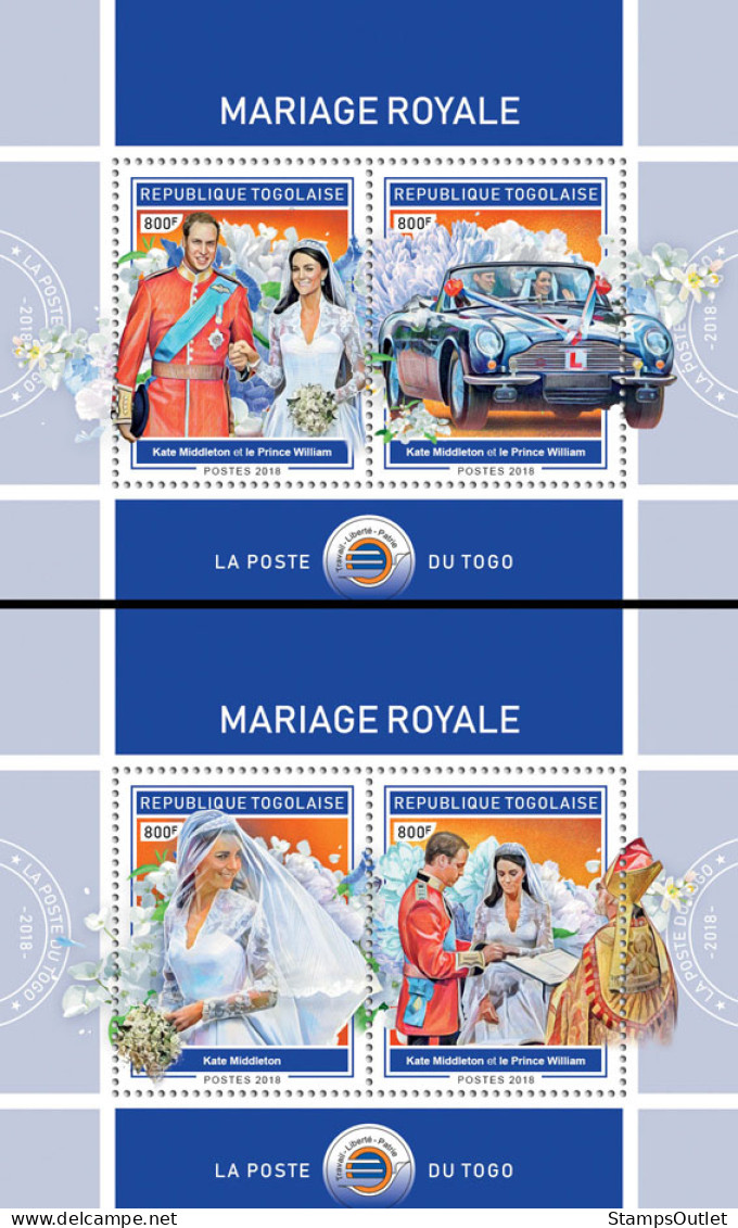 TOGO 2018 MNH  Royal Wedding (I)  Michel Code: 9202-9205 / Bl.1641-1642. Yvert&Tellier Code: 1451-1452 - Togo (1960-...)