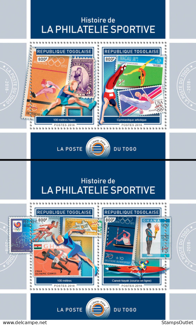 TOGO 2018 MNH  Stamps On Stamps (II)   Michel Code: 9226-9229 / Bl.1653-1654. Yvert&Tellier Code: 1465-1466 - Togo (1960-...)