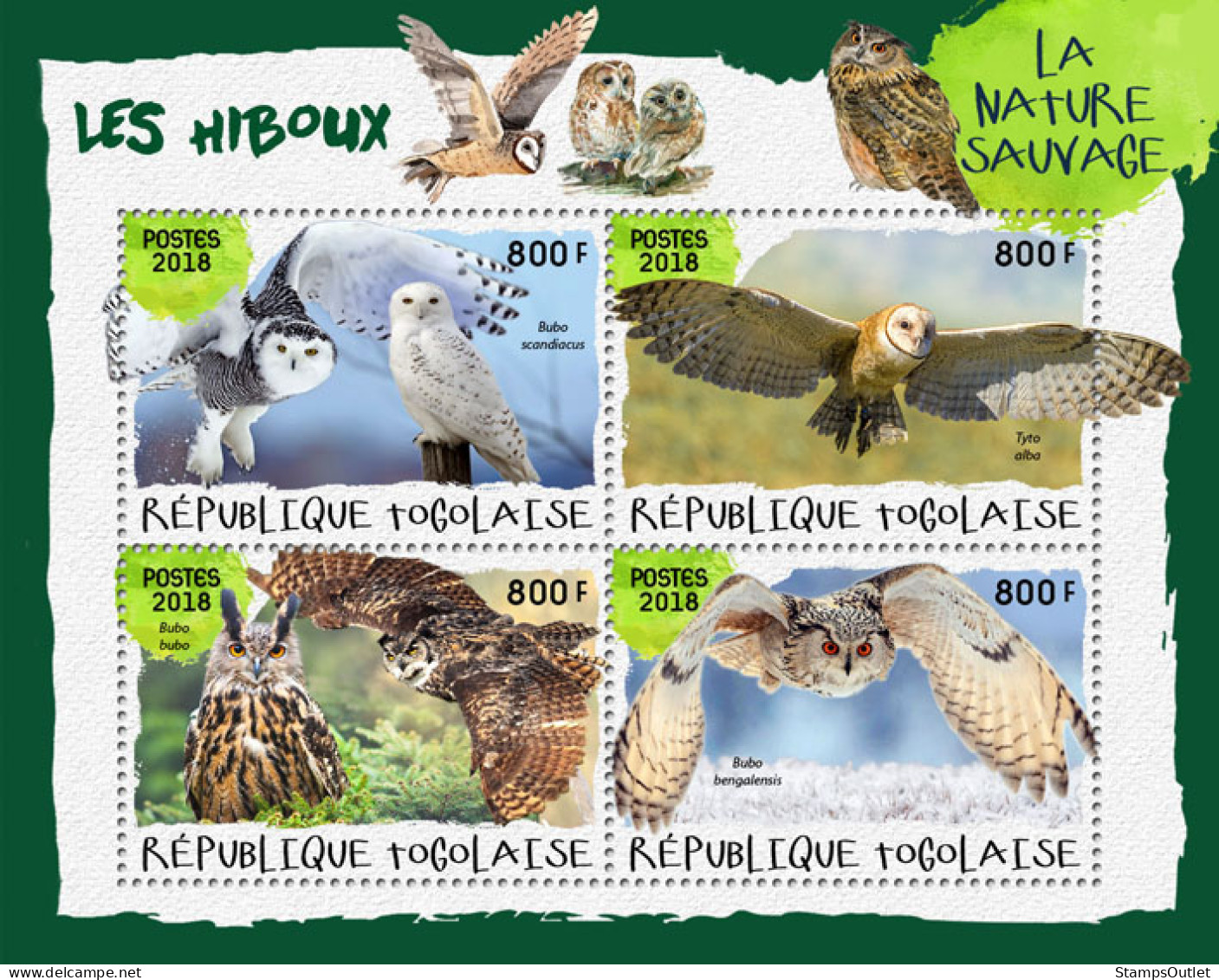 TOGO 2018 MNH  Owls (I)  Michel Code: 9158-9161. Yvert&Tellier Code: 6496-6499 - Togo (1960-...)