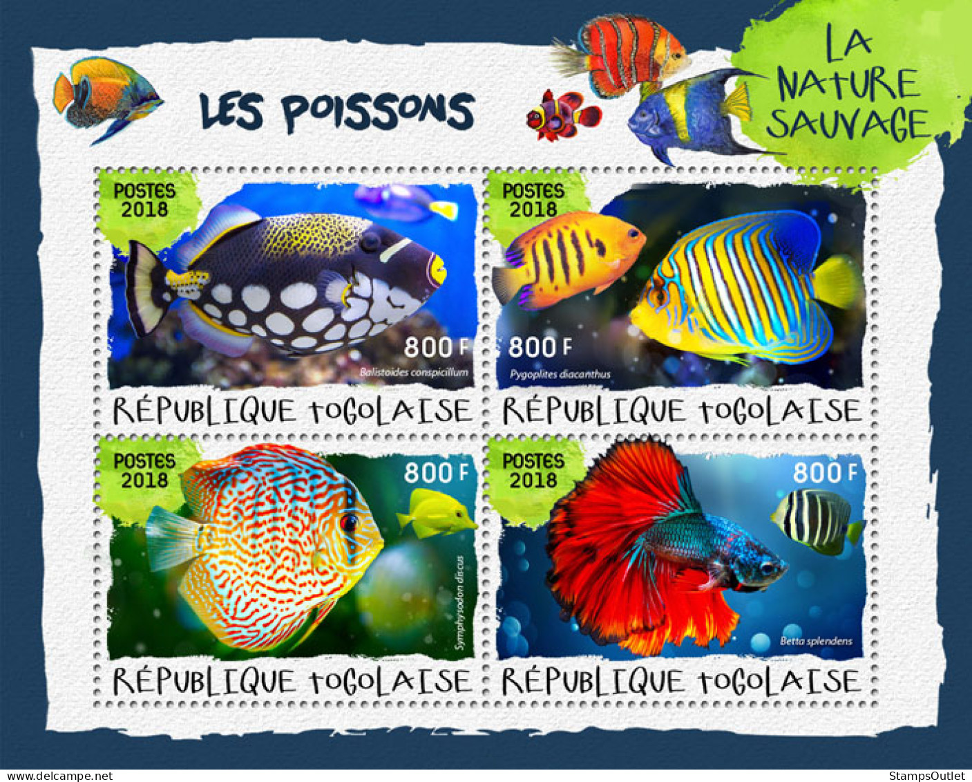 TOGO 2018 MNH  Fishes (II)  Michel Code: 9162-9165. Yvert&Tellier Code: 6504-6507 - Togo (1960-...)