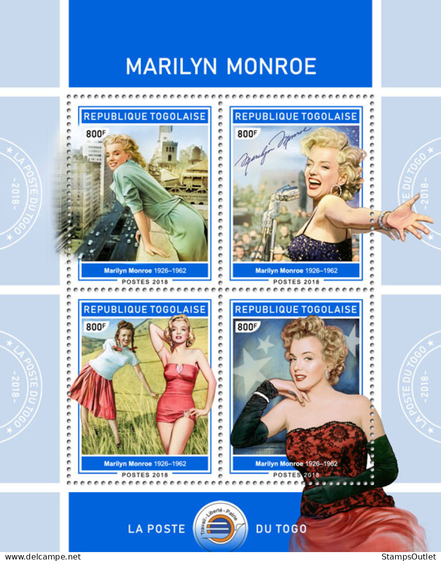 TOGO 2018 MNH  Marilyn Monroe(II)  Michel Code: 9254-9257. Yvert&Tellier Code: 6532-6535 - Togo (1960-...)