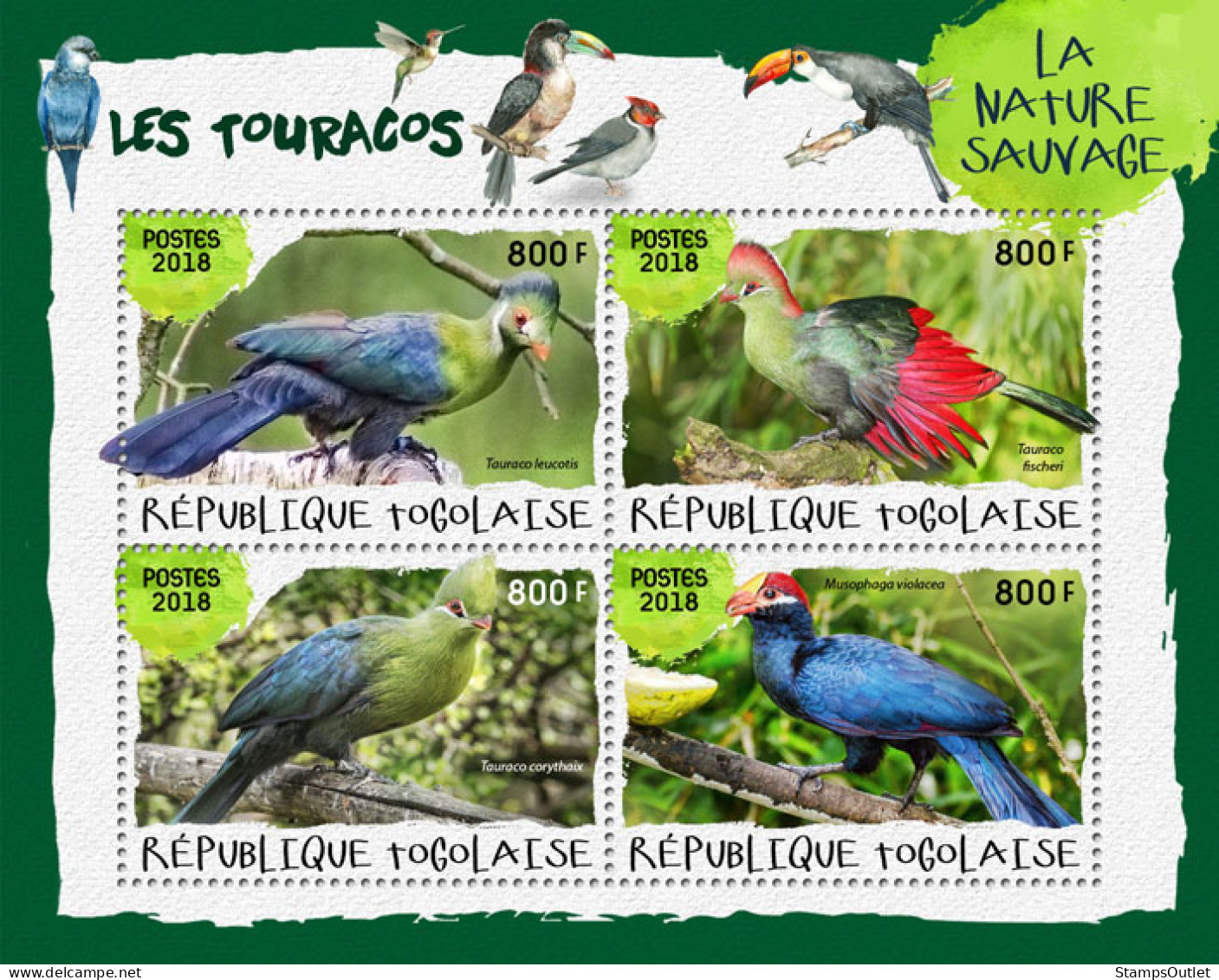 TOGO 2018 MNH  Toucans (I)  Michel Code: 9170-9173. Yvert&Tellier Code: 6536-6539 - Togo (1960-...)