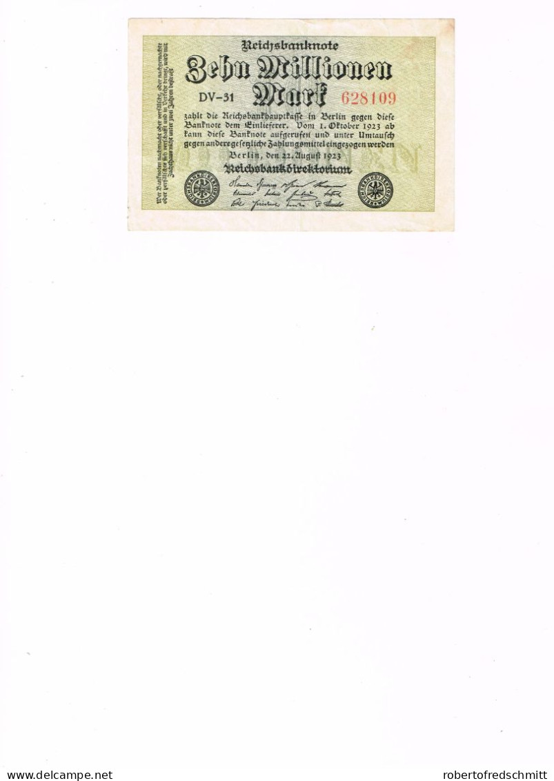 Reichsbanknote , Berlin 22.08.1923 - 10 Mio. Mark