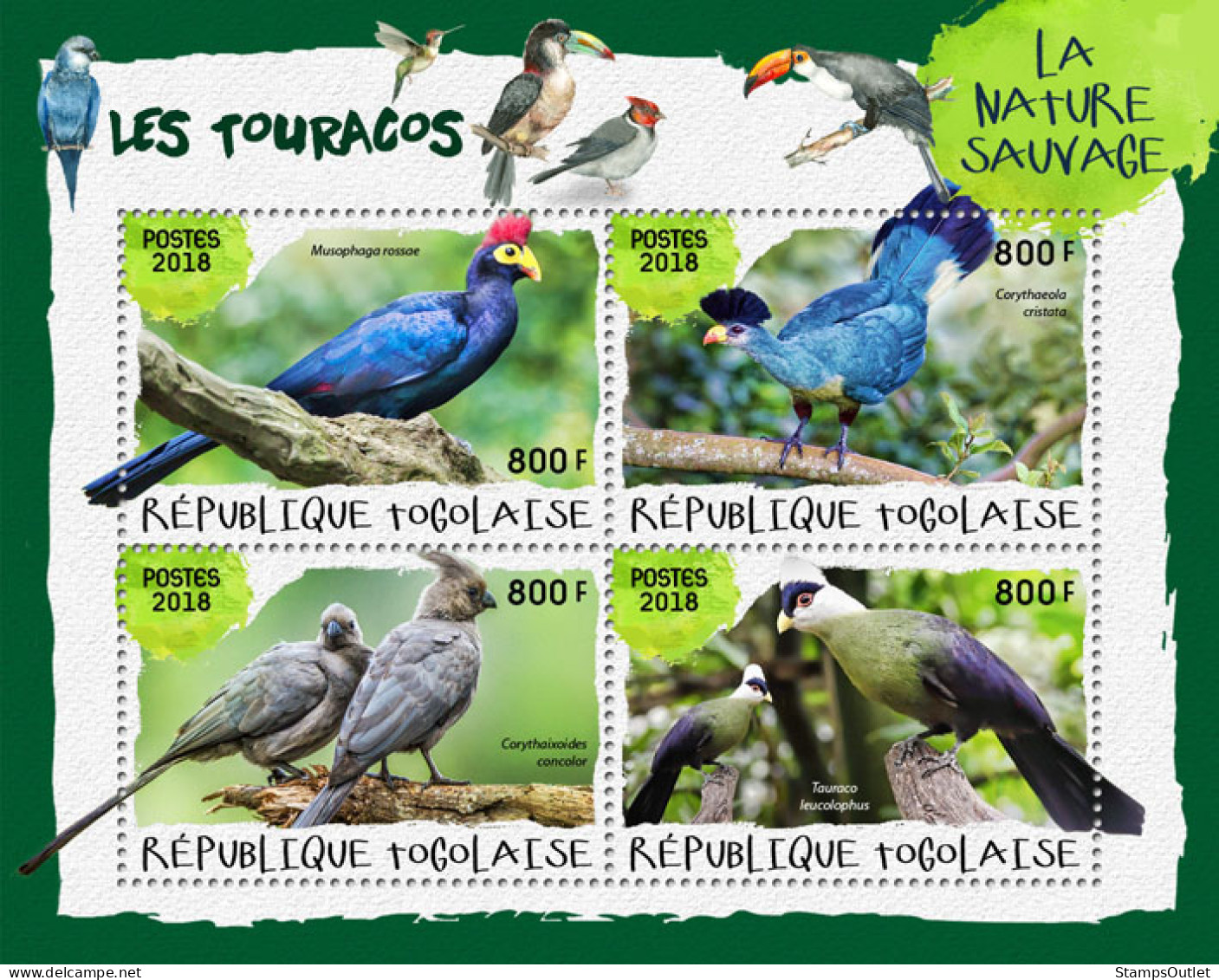 TOGO 2018 MNH  Toucans (II)  Michel Code: 9174-9177. Yvert&Tellier Code: 6540-6543 - Togo (1960-...)