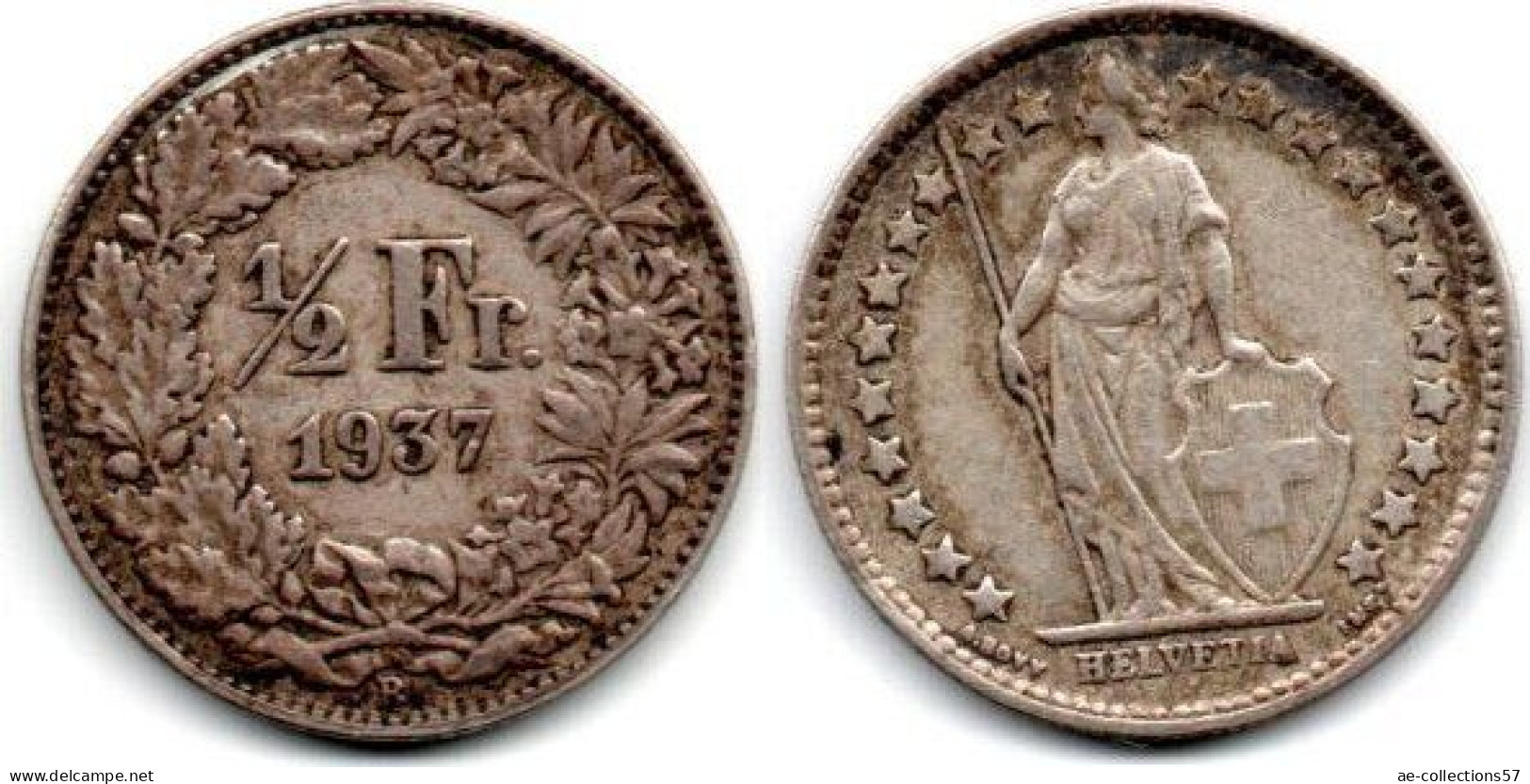 MA 28844 / Suisse - Schweiz - Switzerland 1/2 Franc 1937 B TTB - 1/2 Franken
