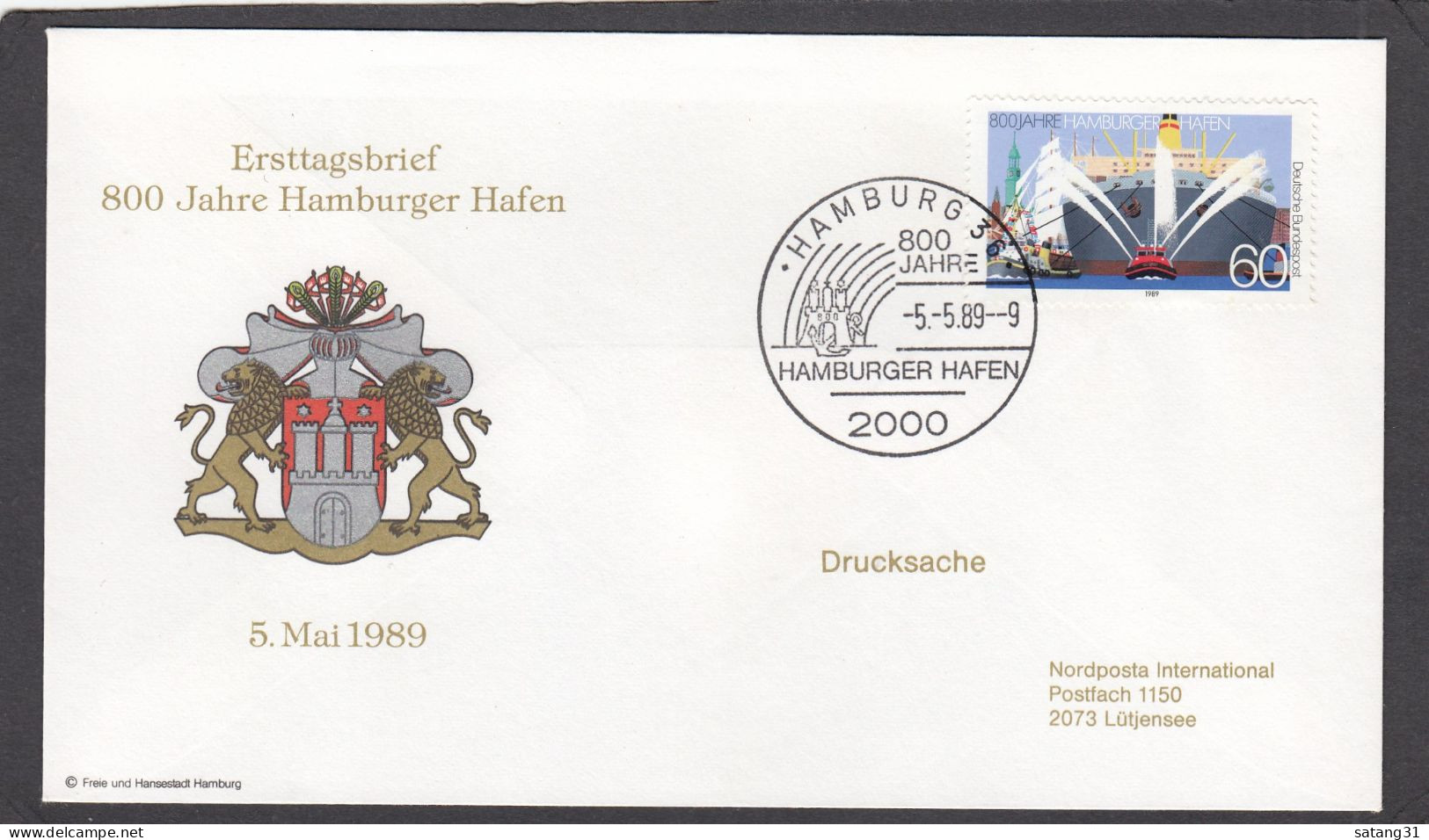 FDC 800 JAHRE HAMBURGER HAFEN,5 MAI 1989. - 1981-1990