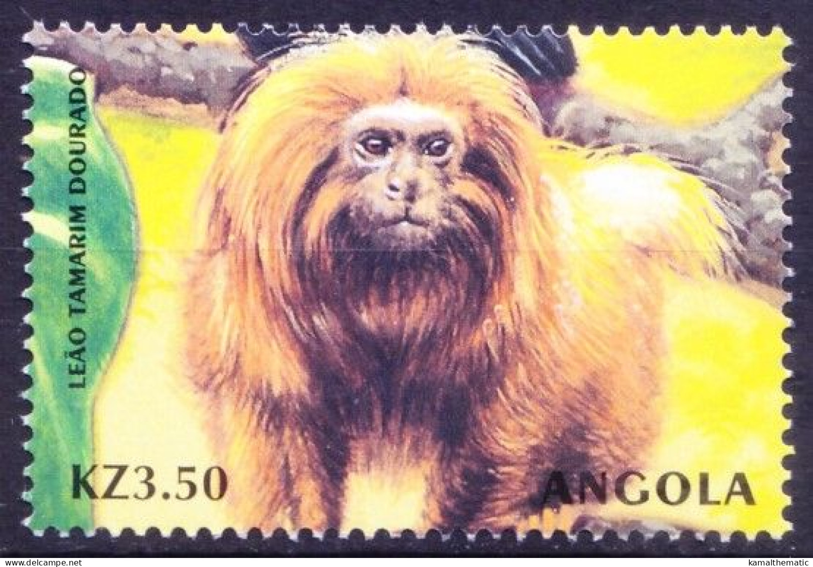 Angola 2000 MNH, Golden Lion Tamarin, Wild Animals - Singes