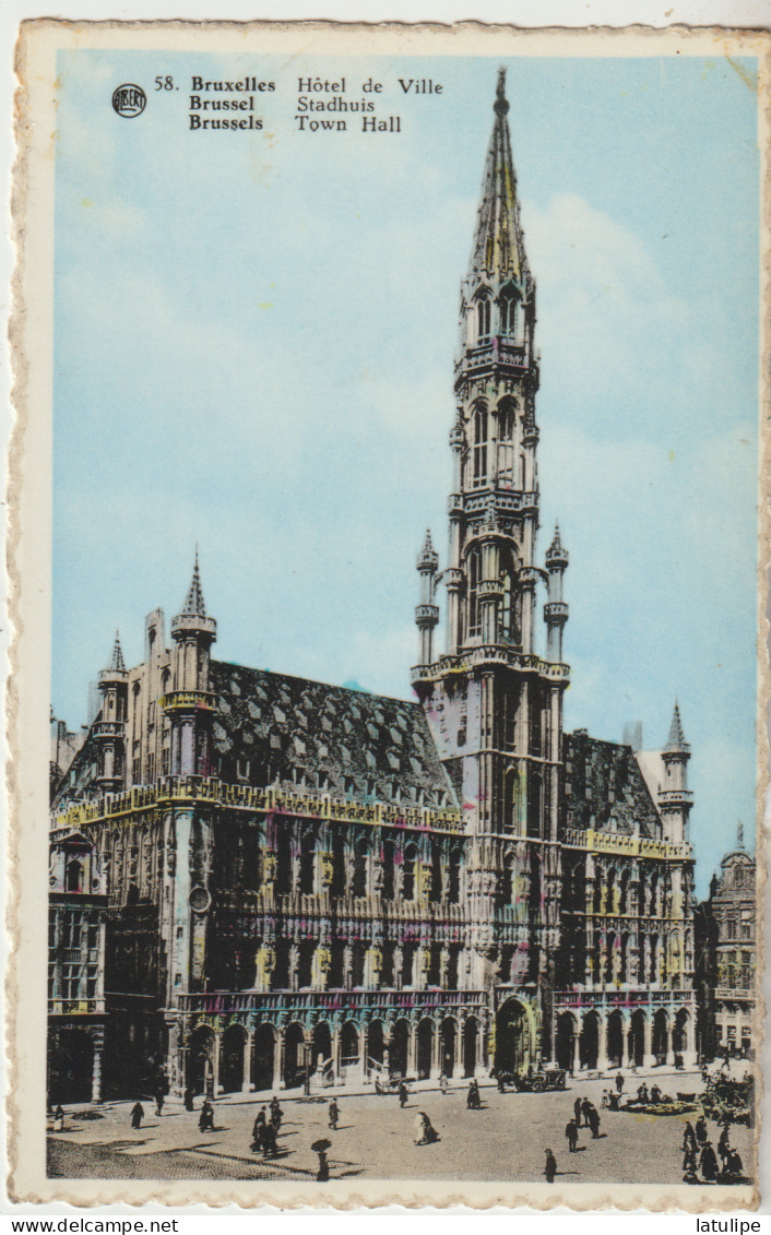 Bruxelles  Carte Circulée  L'Hotel De Ville Et Place Animée - Brüsseler Flughafen