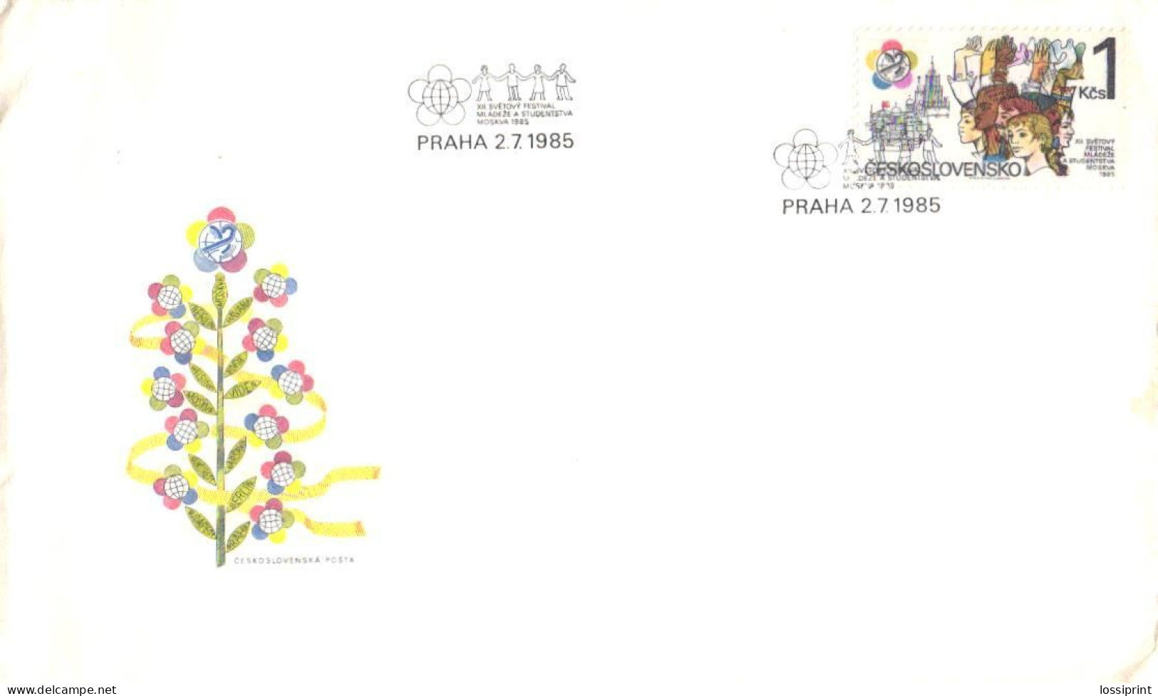 Czechslovakia:Special Cancellation Or FDC XII Youth Festival, 1985 - Cartas & Documentos