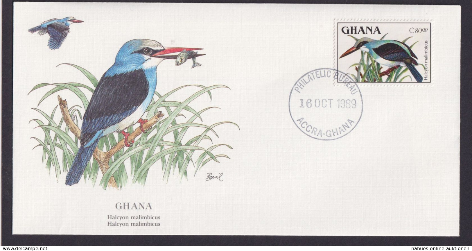 Ghana Westafrika Fauna Tiere Vögel Halcyon Schöner Künstler Brief - Ghana (1957-...)