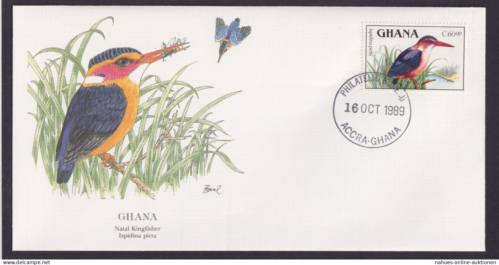 Ghana Westafrika Fauna Tiere Natal Eisvogel Schöner Künstler Brief - Ghana (1957-...)