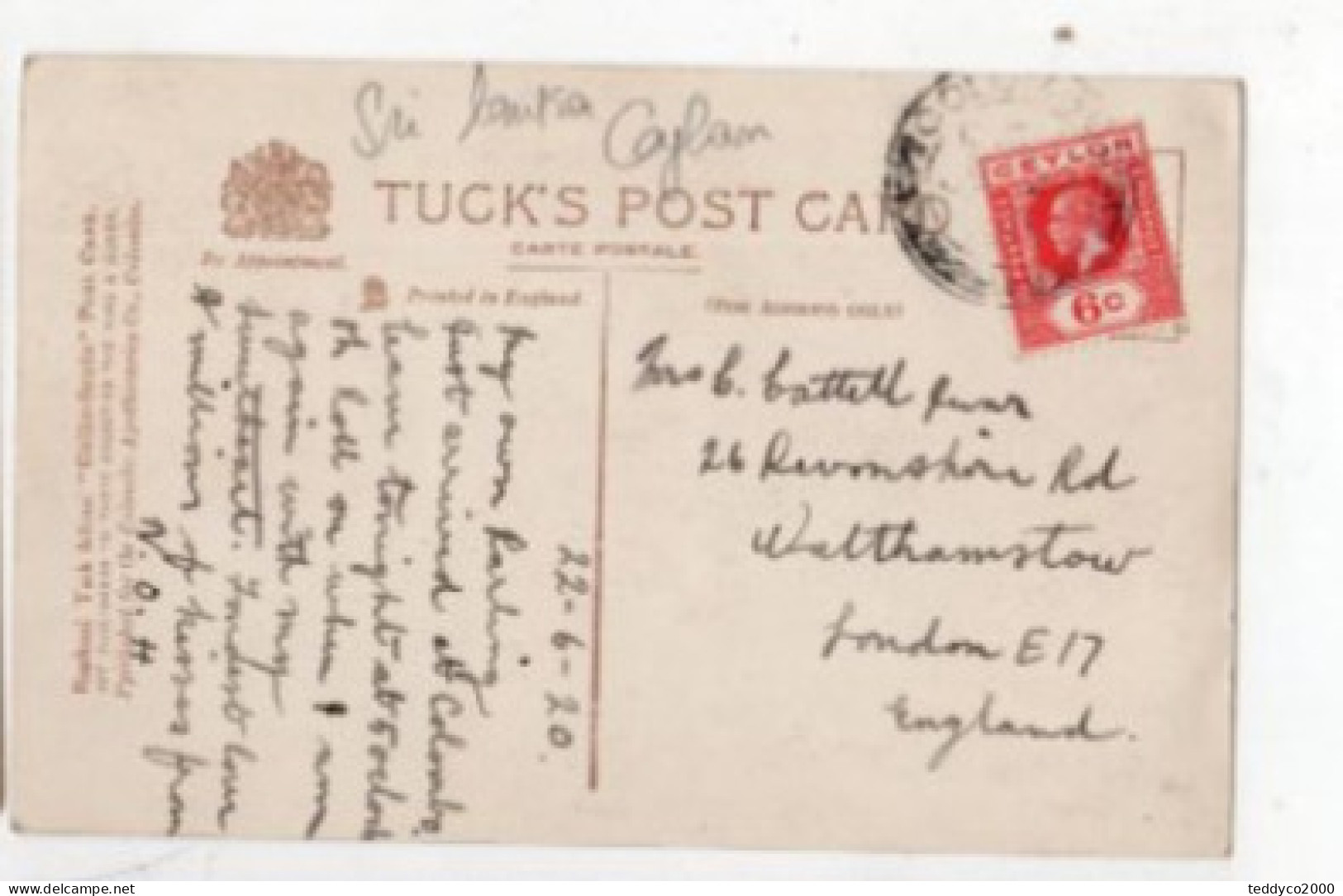 TUCK'S POST CARD Collo-Sepia Postcard Published For Colombo Apothecaries Co., Colombo - Tuck, Raphael