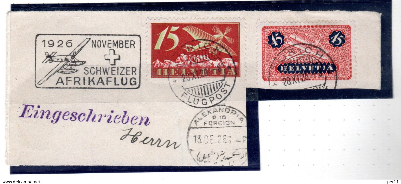 1926 November Afrikaflug , Part Of Registered Letter  (ch395) - Used Stamps
