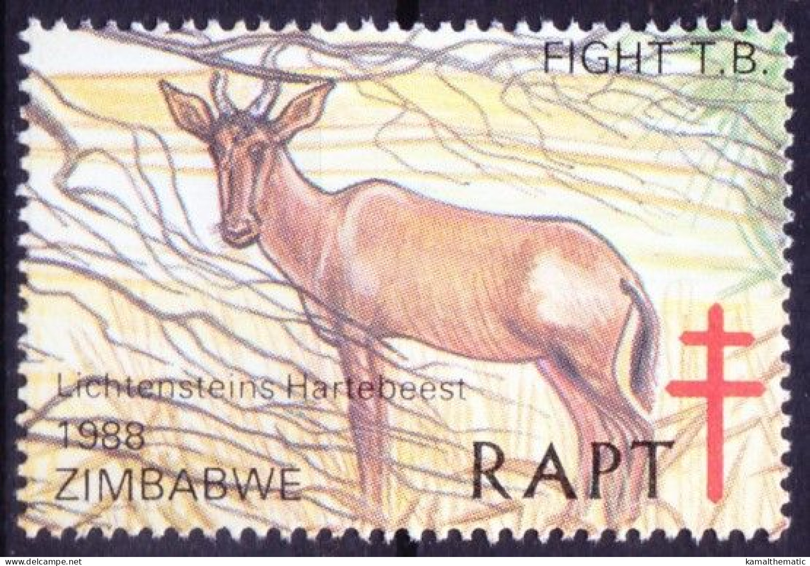Zimbabwe 1978 MNH, Lichtensteins Hartebeest Deer Animals, Help Fight TB, Seals Medical Disease - Disease