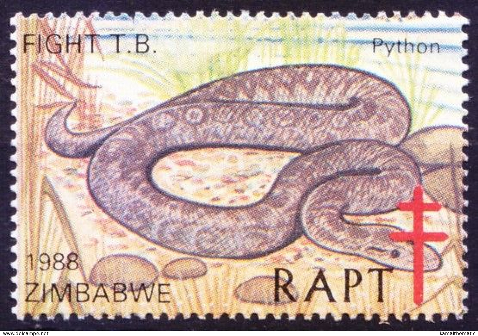 Zimbabwe 1978 MNH, Python Snake Reptiles, Help Fight TB, Seals Medical Disease - Enfermedades