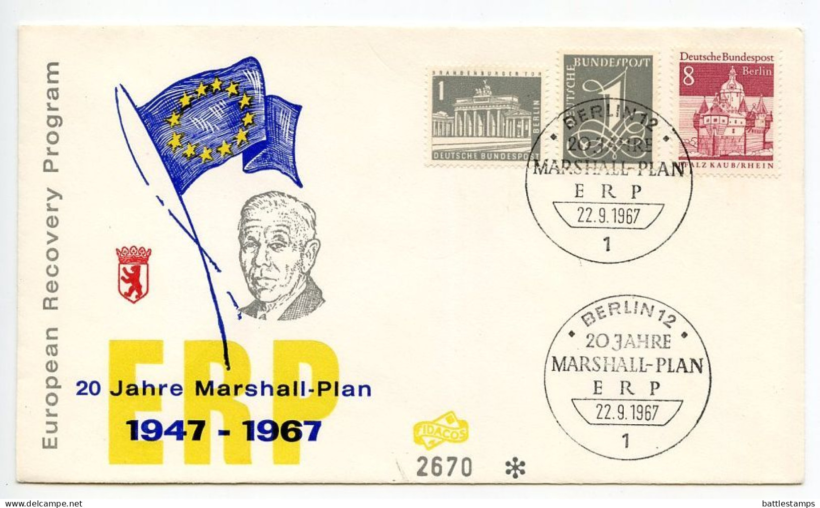Germany, Berlin 1967 Commemorative Cover - Marshall Plan 20th Anniversary - Briefe U. Dokumente