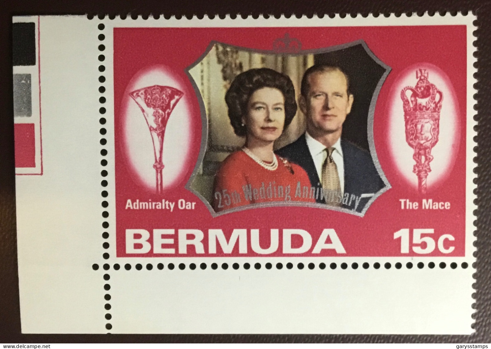 Bermuda 1972 Silver Wedding 15c Watermark Inverted SG292w MNH - Bermudes