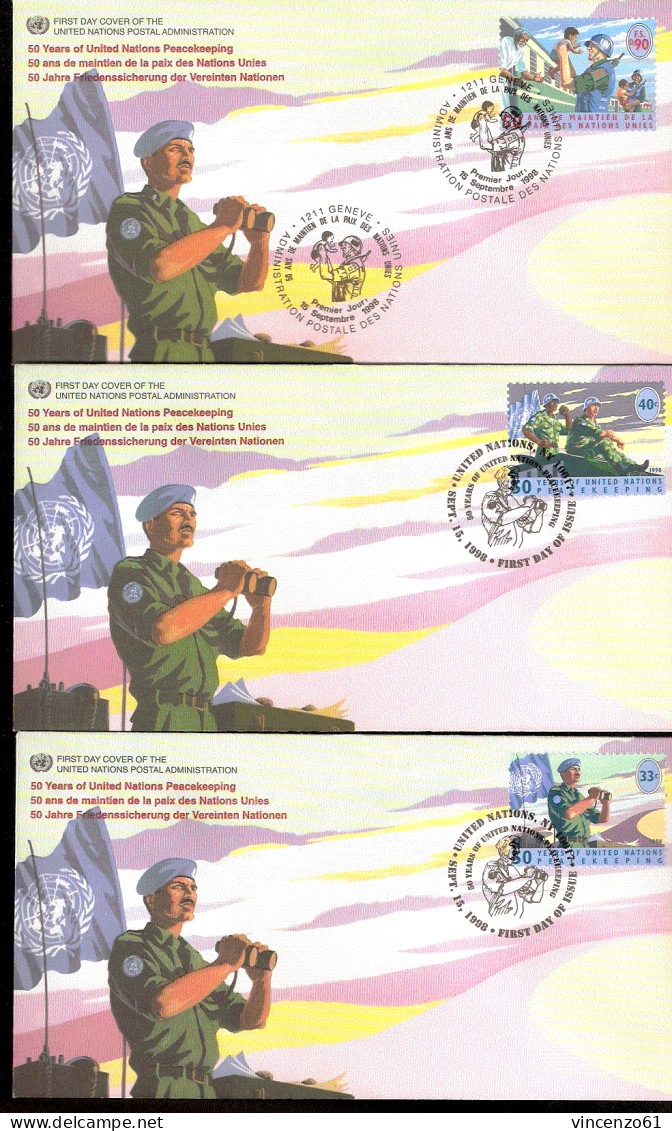 50 Years Of United Nations Peacekeeping 6 Enveloppe FDC / MISSIONI MILITARI DI PACE - Militaria