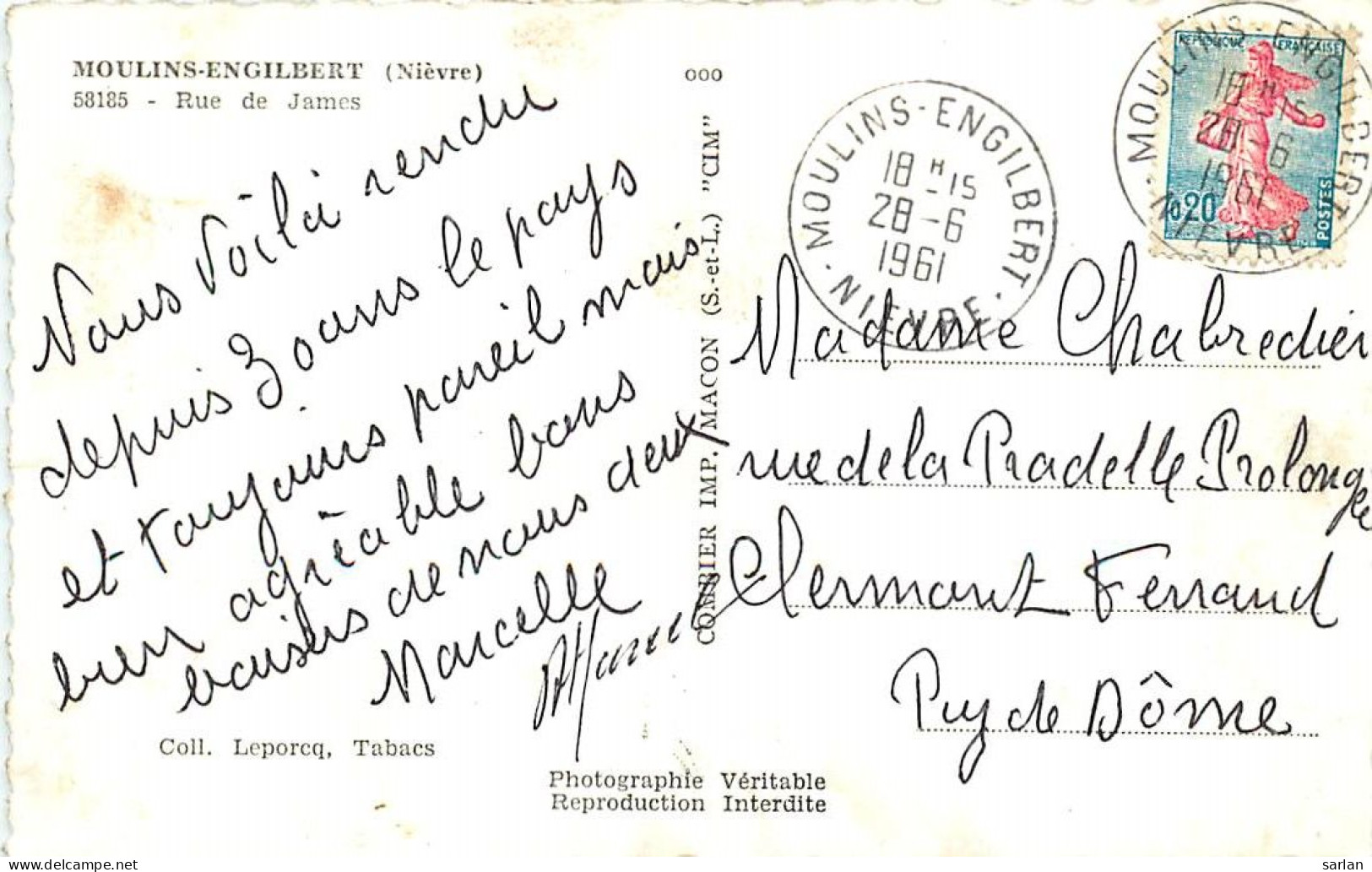 58 , MOULINS ENGILBERT , Rue De James , Pub Simca Azur  , *  454 83 - Moulin Engilbert