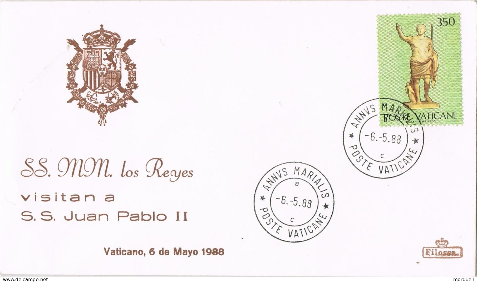 54645. Carta VATICANO 1988. Visita Reyes España A Papa Juan Pablo II. Stamp Cesar Ausgusto - FDC