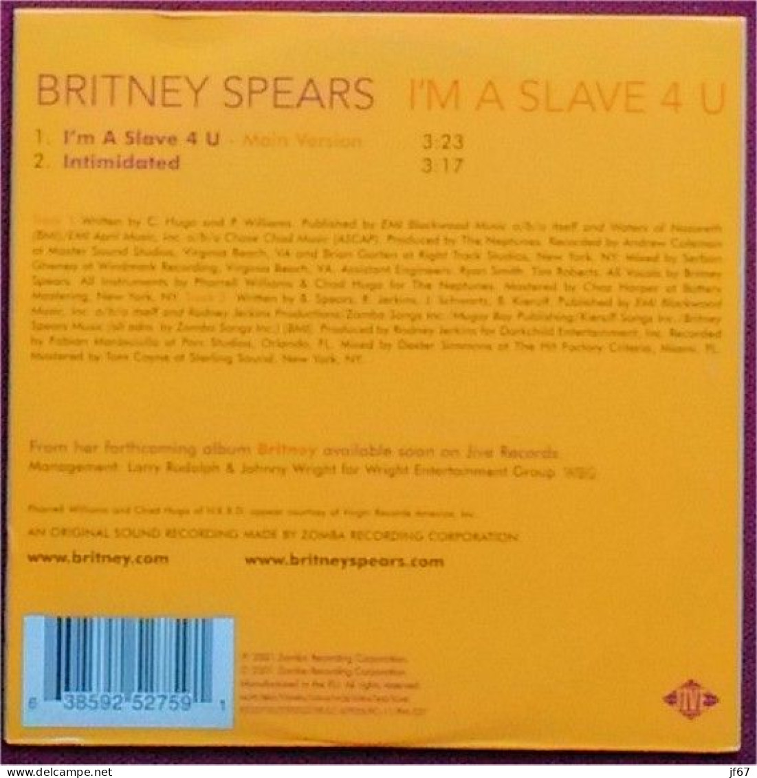 Britney Spears - I'am A Slave 4 U (CD Single 2 Titres) - Sonstige & Ohne Zuordnung