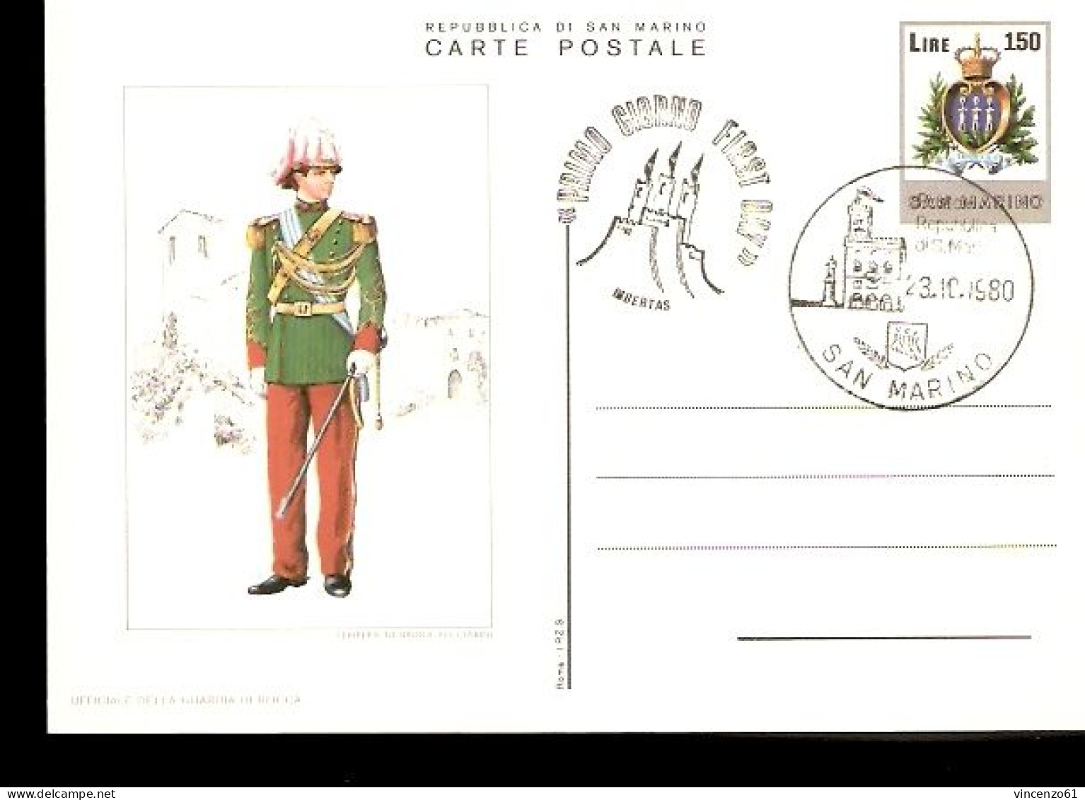 CARTOLINA POSTALE REPUBBLICA DI SAN MARINO FDC 1979 - Militaria