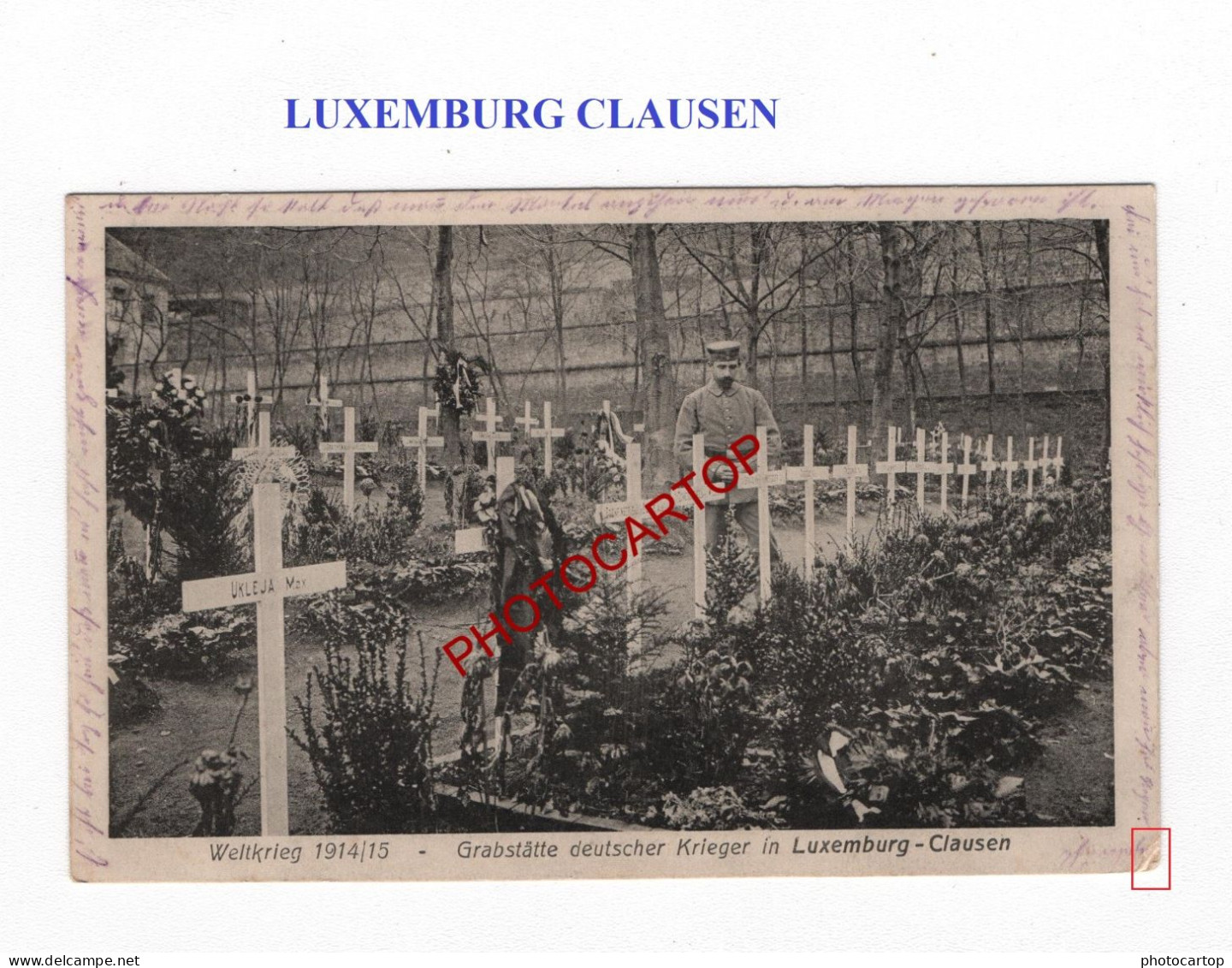 LUXEMBURG CLAUSEN-CIMETIERE Allemand-Friedhof-Tombes-CARTE Imprimee Allemande-GUERRE 14-18-1 WK-Militaria-Feldpost 104- - War Cemeteries