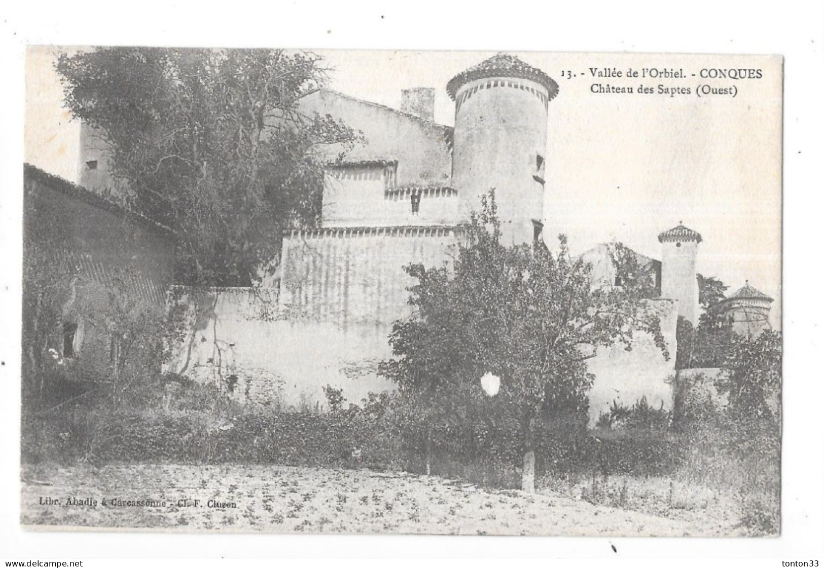 CONQUES SUR ORBIEL - 11 - Chateau Des SAPTES Coté Ouest - VUE TRES RARE - TOUL 5 - - Conques Sur Orbiel