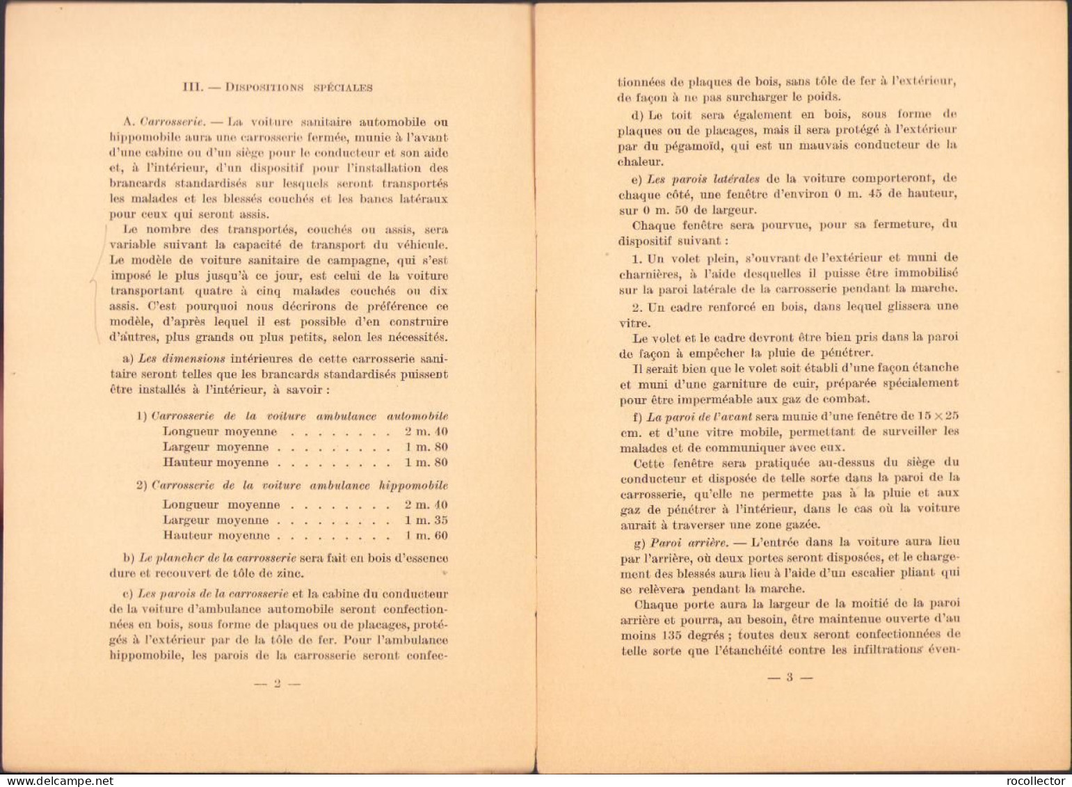 Caracteristiques Générales Des Voitures Sanitaires Pour Le Transport Des Malades Et Des Blessés Par Colonel I Saidac - Old Books