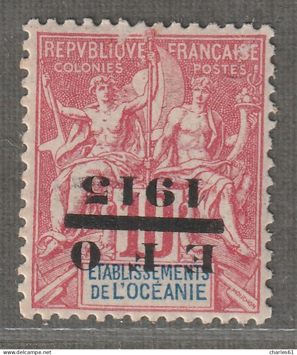 OCEANIE - N°38a **/* (1915) E.F.O - SURCHARGE RENVERSEE - Signé : Brun - - Nuovi