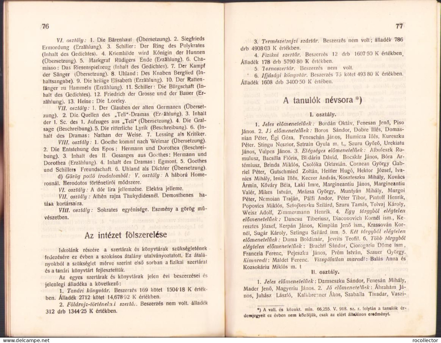 A karánsebesi m. kir. állami főgimnázium XI. évi értésitője az 1917-1918 iskolai évről C1366