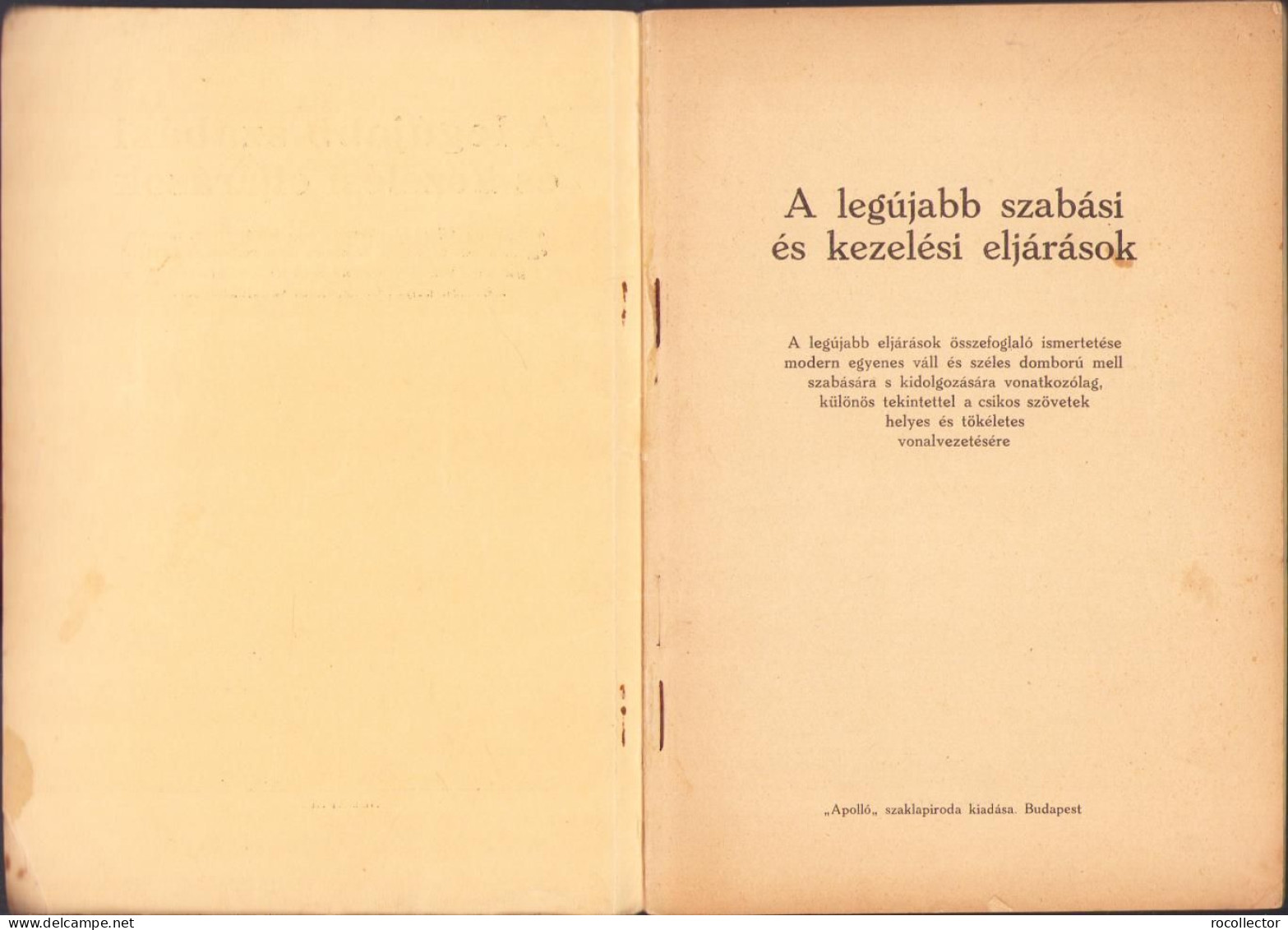 A Legújabb Szabási és Kezelési Eljárások, Budapest C1356 - Old Books