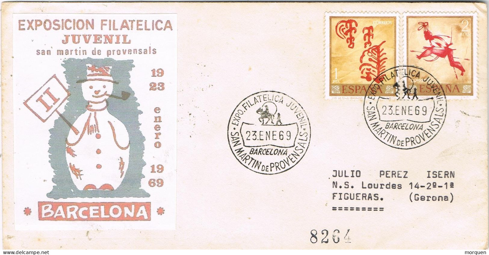 54649. Carta Certificada SAN MARTIN De PROVENSALS (Barcelona) 1968. EXposicion Filatelica Juvenil - Lettres & Documents