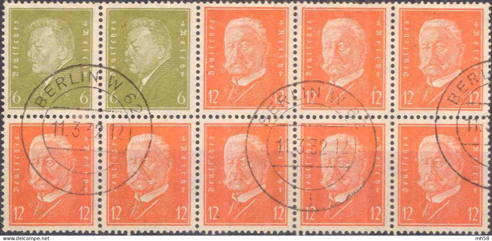 ALLEMAGNE REICH - H-Blatt 62B Obl. / Gest. - Feuillet De Carnet / Heftchenblatt - 6pf Ebert / 12pf Hindenburg - Postzegelboekjes & Se-tenant
