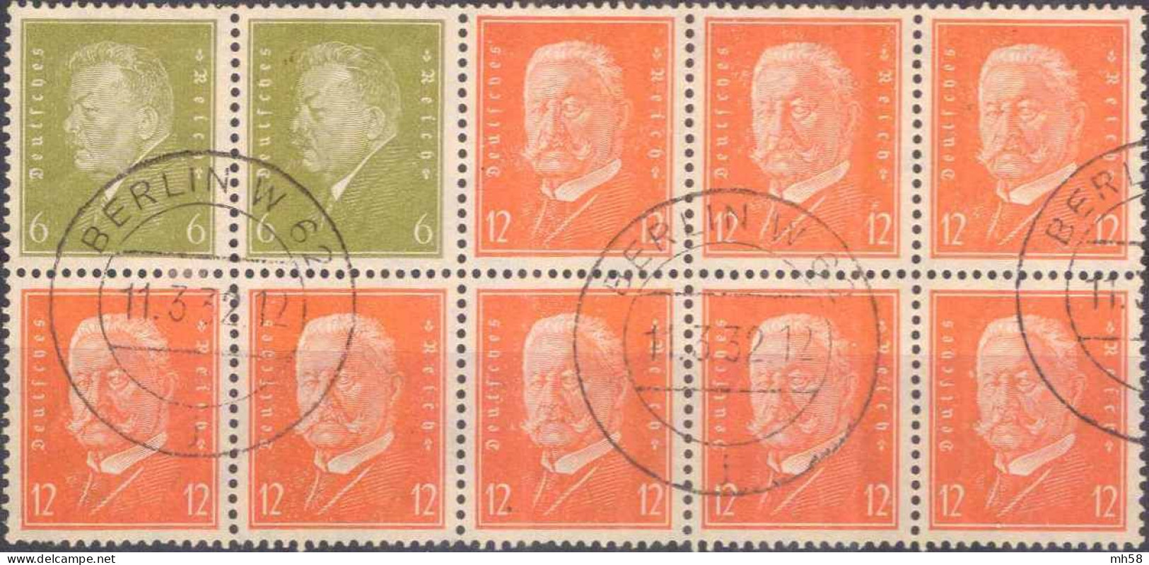 ALLEMAGNE REICH - H-Blatt 62B Obl. / Gest. - Feuillet De Carnet / Heftchenblatt - 6pf Ebert / 12pf Hindenburg - Carnets & Se-tenant