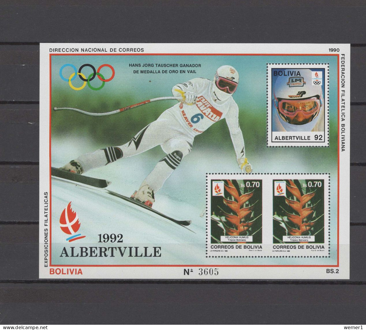 Bolivia 1990 Olympic Games Albertville S/s MNH - Hiver 1992: Albertville