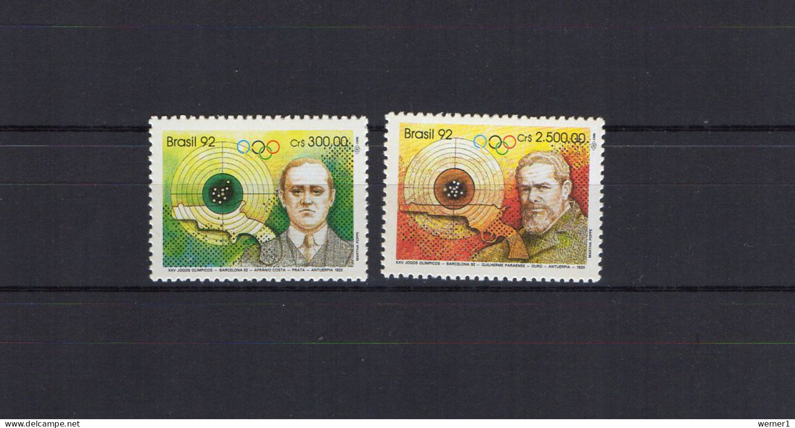 Brazil 1992 Olympic Games Barcelona, Shooting Set Of 2 MNH - Zomer 1992: Barcelona