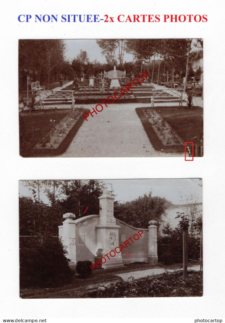 CP NON SITUEE-CIMETIERE-Friedhof-MONUMENT-Tombes-2x CARTES PHOTOS Allemandes-GUERRE 14-18-1 WK-Militaria- - Soldatenfriedhöfen