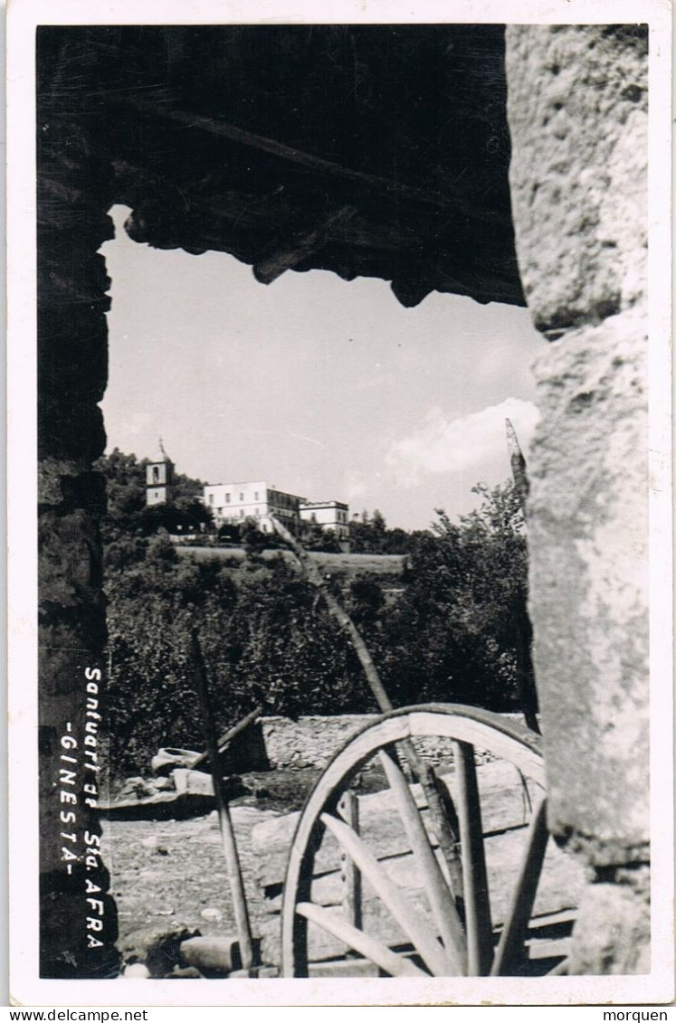 54651. Postal GERONA 1965. Vista SANTUARIO De Santa AFRA, Ginestar, San Gregorio (Gerona) RARA - Lettres & Documents