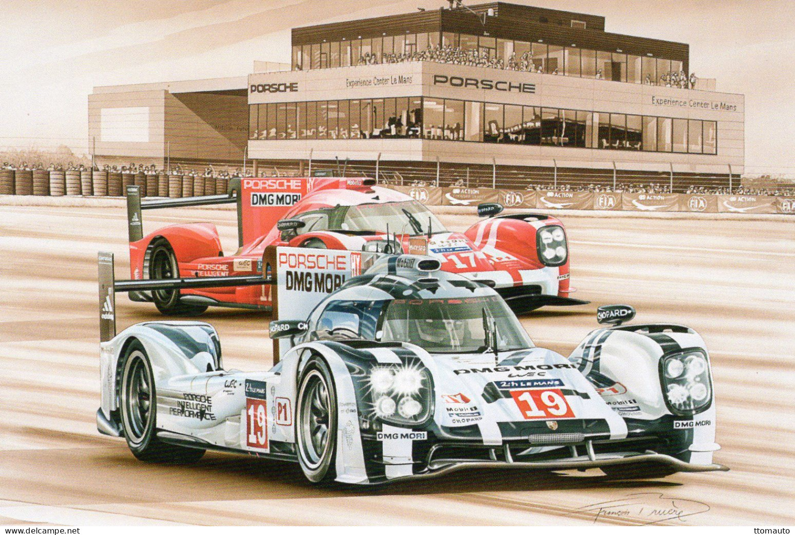 24 Heures Du Mans 2015 - Porsche 919 Hybrid - Pilotes: Hulkenberg/Bamber/Tandy - Tableau De Francois Bruere  -  CPM - Le Mans