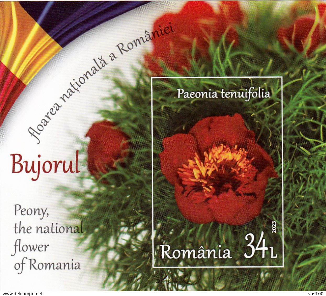 Romania 2023 Peony, National Flower S/s, Mint NH, Nature - Flowers & Plants - Ungebraucht