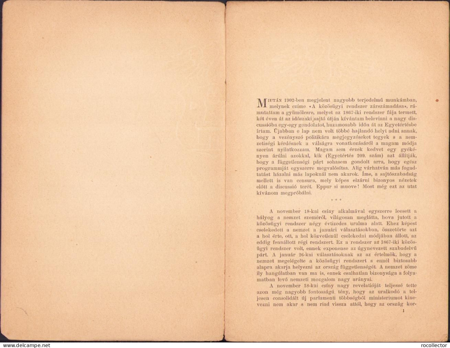 A Válság Vezényszó-politika Nemzetiségi Kérdés Irta Mocsáry Lajos, 1905 C1349 - Livres Anciens