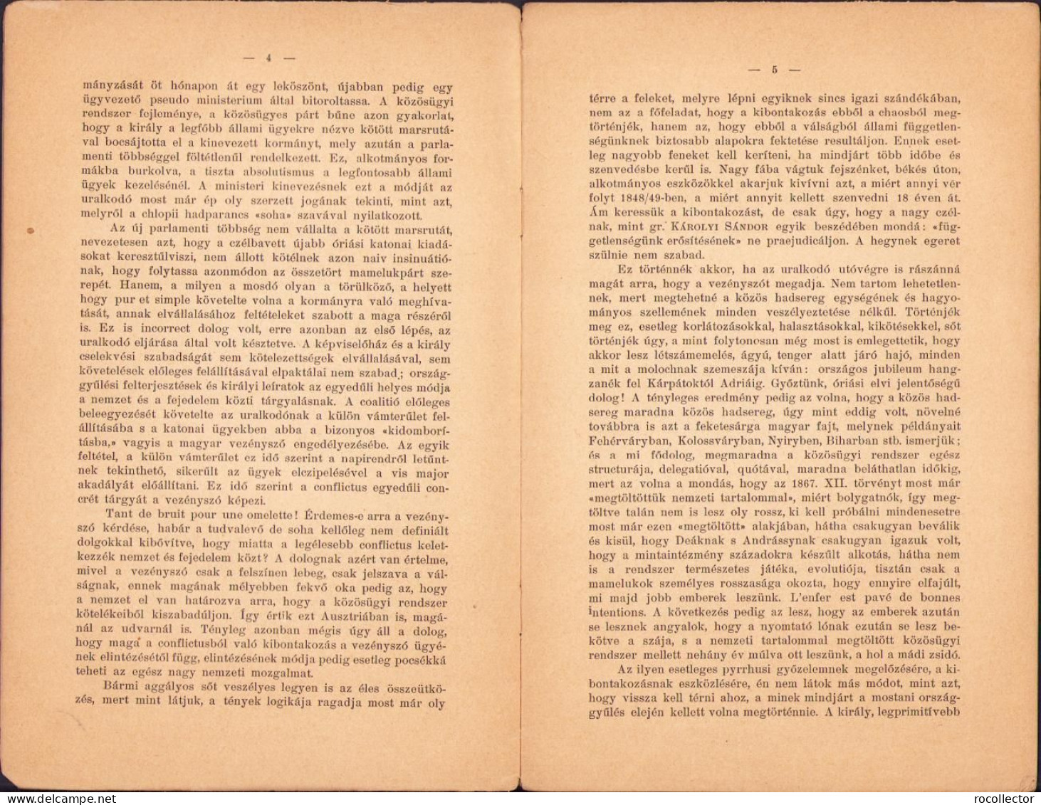 A Válság Vezényszó-politika Nemzetiségi Kérdés Irta Mocsáry Lajos, 1905 C1349 - Libri Vecchi E Da Collezione