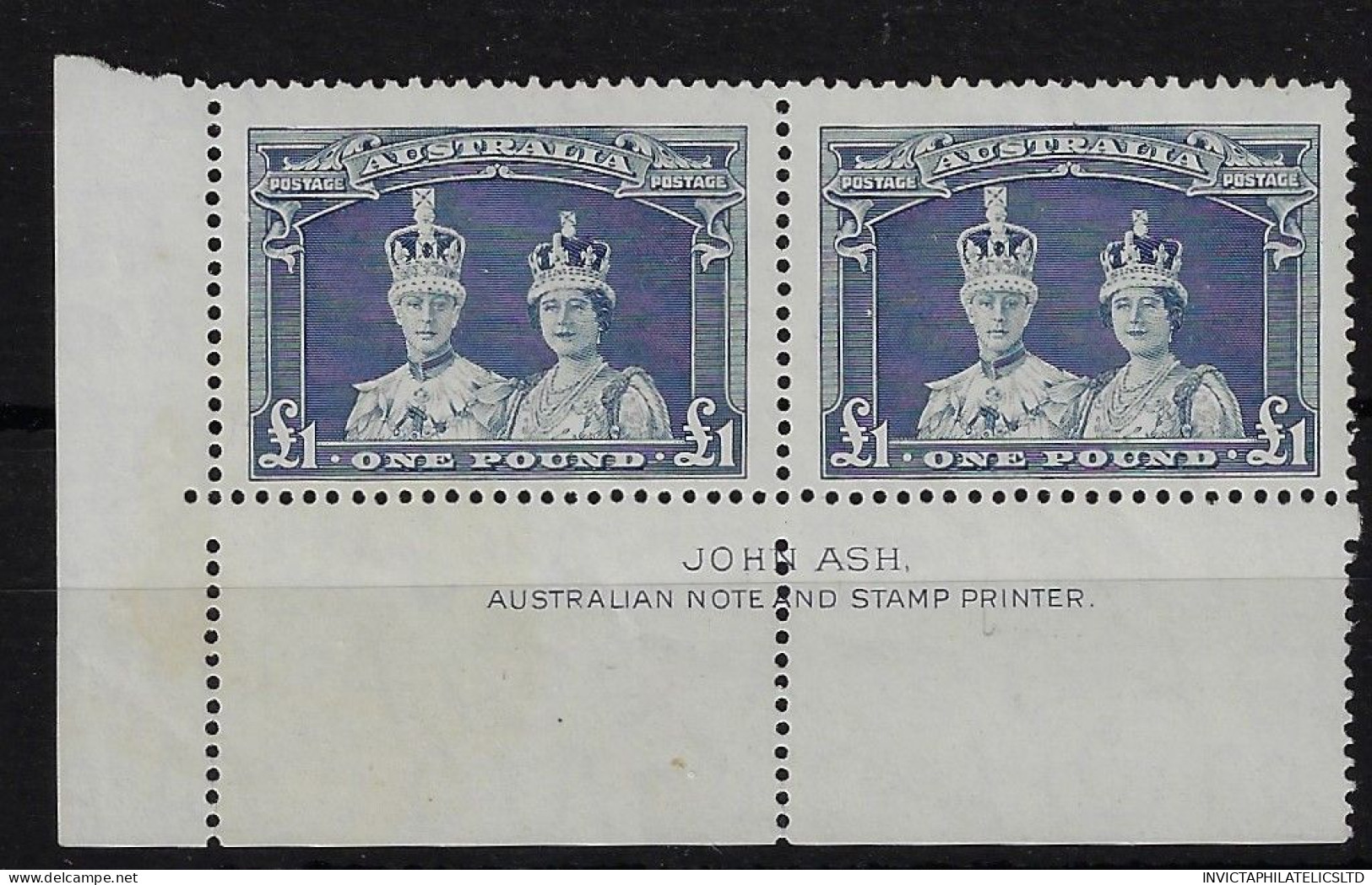 AUSTRALIA SG178, £1 IMPRINT PAIR MNH - Mint Stamps