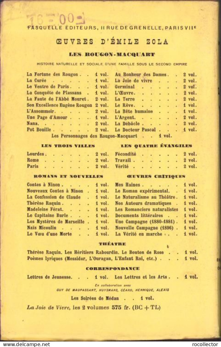 La Joie De Vivre De Emile Zola, Tome I + II, Paris C1329 - Livres Anciens